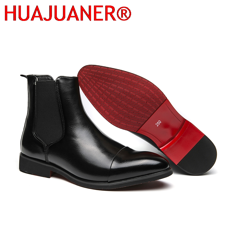 Men Shoes Red Bottom - النمط البريطاني الرجال الأسود تشيلسي الأحذية