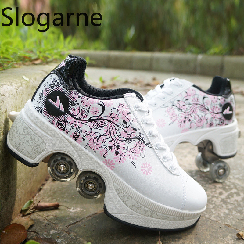 Men Shoes Sneakers - النساء 4 عجلات تشوه زلاجات دوارة