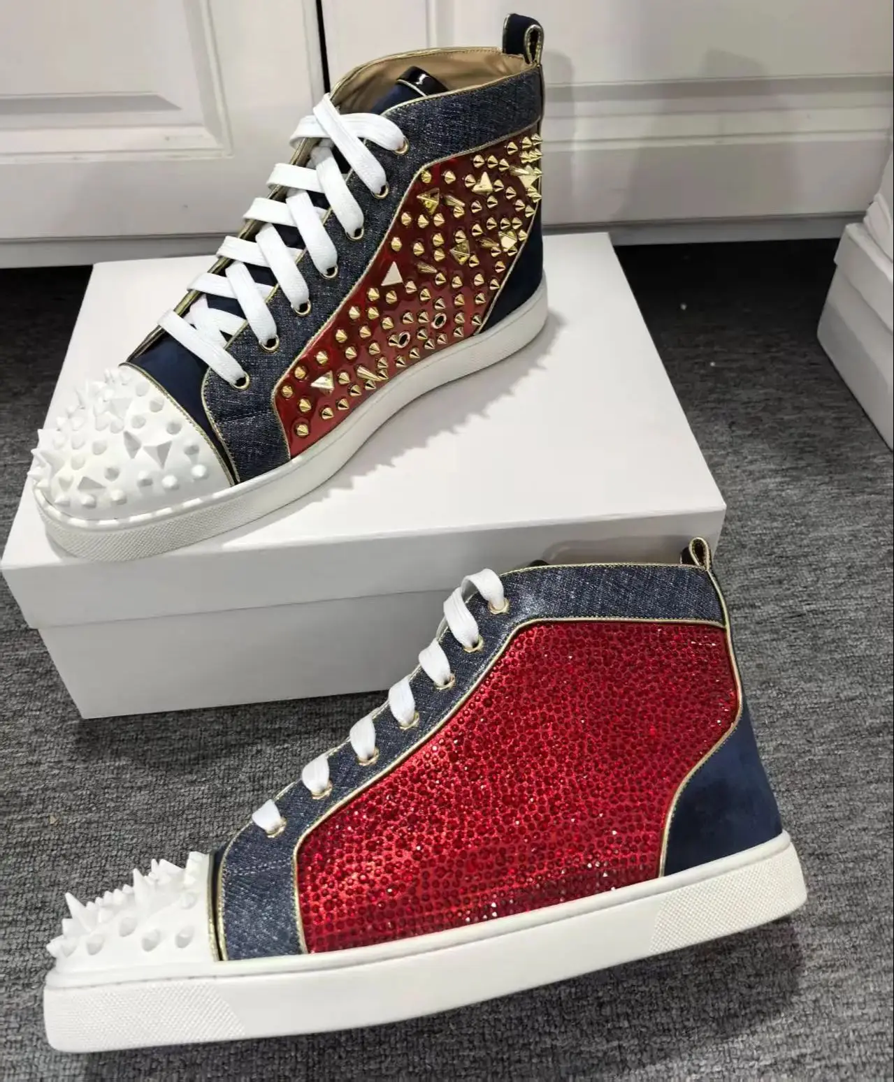 أحجار الراين الحمراء الذهب الم - مراجعة Men Shoes Red Bottom وسعره
