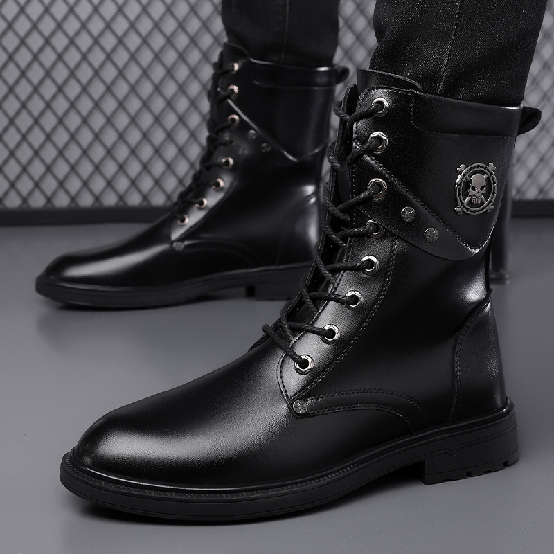 أحذية بوت عالية الساق بنعل سمي - مراجعة Men'S Shoes Black And White وسعره